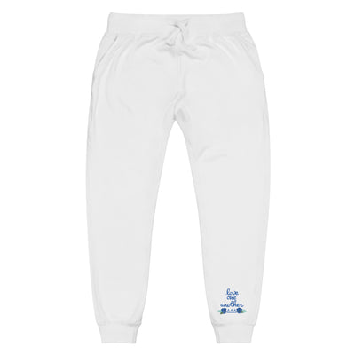 Tri Delta Sorority Sweatpants showing full size flat view with Love One Another design on left front leg