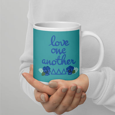 Tri Delta Sorority Mug in 20 oz size with Love One Another design