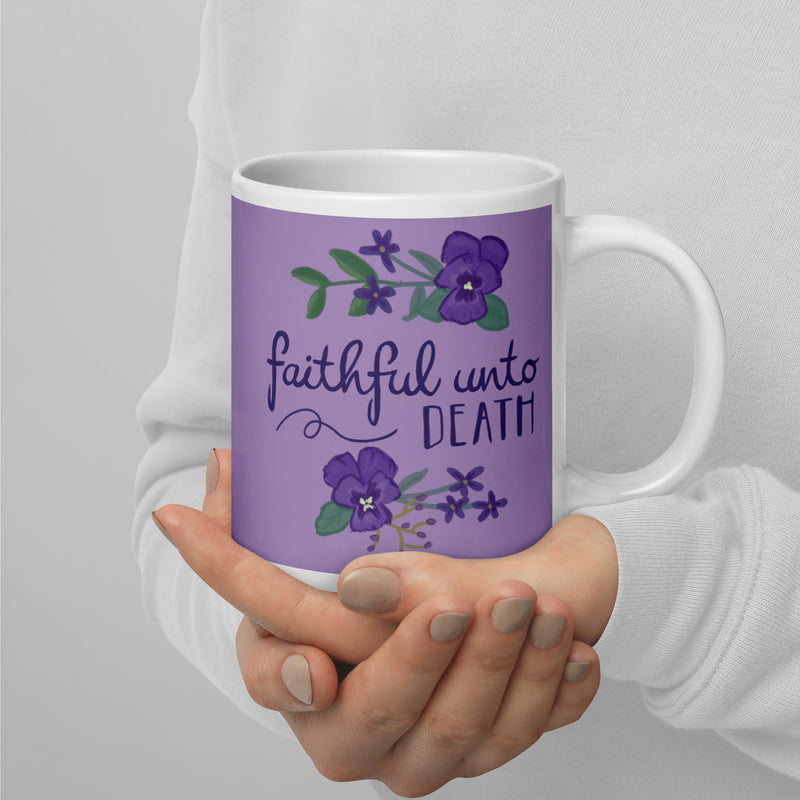 Tri Sigma Motto Mug shown in 20 oz size in model&