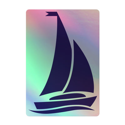 New! Tri Sigma Sailboat Holographic Sticker in close up view