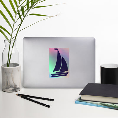 New! Tri Sigma Sailboat 5.5" Holographic Sticker on laptop 