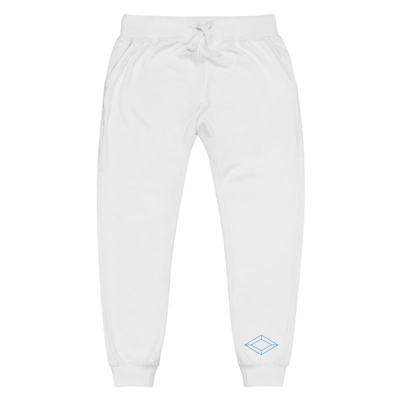 Alpha Delta Pi Diamond White Fleece Sweatpants in flat view front