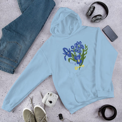 Kappa Kappa Gamma Fleur de Kis Hoodie in light blue in lifestyle setting