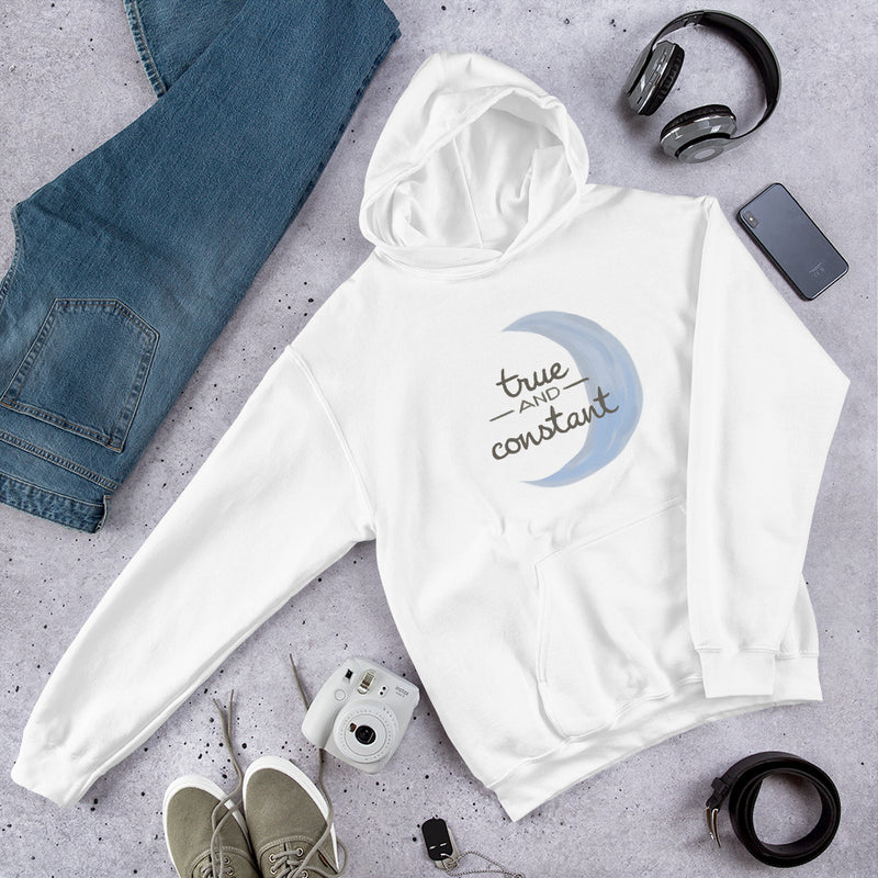 G Phi True and Constant Comfy Hoodie in white in lifestyle setting