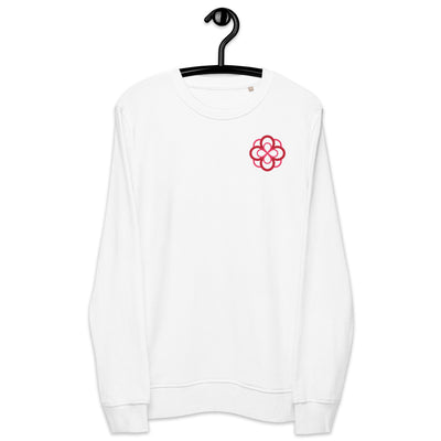 AOII Infinity Rose White Crewneck Sweatshirt on hanger