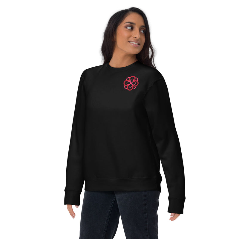 Infinity Rose Crewneck Sweatshirt on model showing front of garment