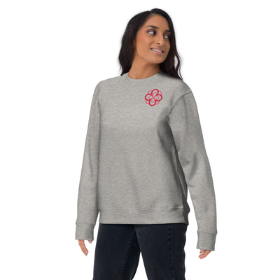 Infinity Rose Crewneck Sweatshirt in gray on model