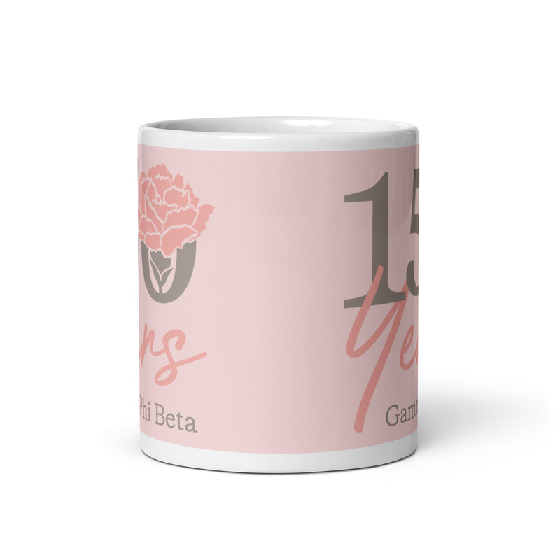 G Phi Light Pink 150th Anniversary 11 oz Mug showing side of mug