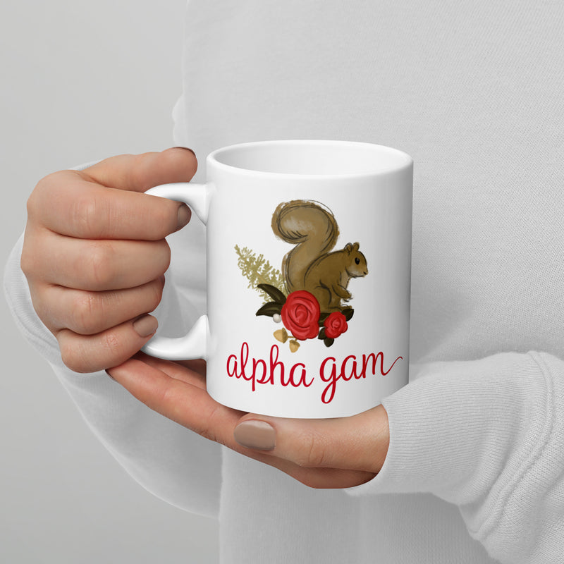 Alpha Gam Mom 11 oz Mug showing mascot design