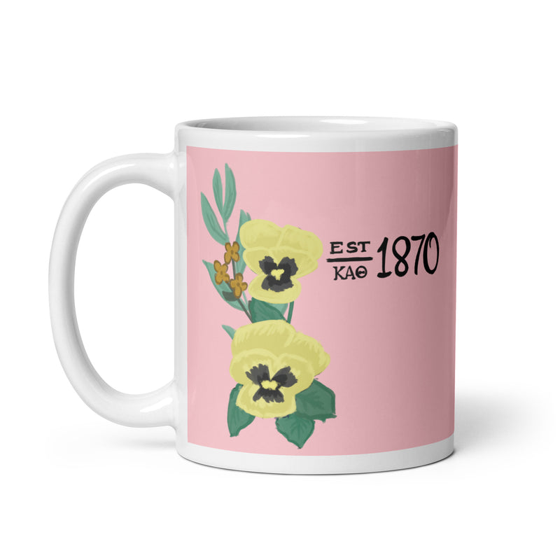 Theta 1870 Pretty Pink Mug in 11 oz size with showing reverse side