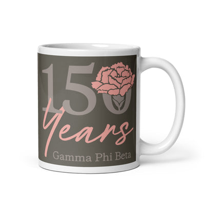 G Phi 150 Year Anniversary Brownstone Mug in 11 oz size