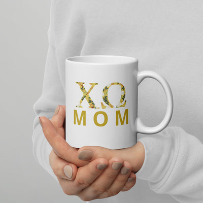 Chi Omega Double-Sided Mothers Day 11 oz Mug in model's hands