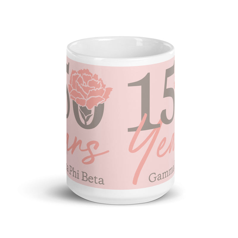 G Phi Light Pink 150th Anniversary 15 oz Mug showing side of mug