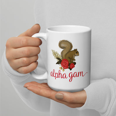Alpha Gam Mom 15 oz Mug showing mascot design