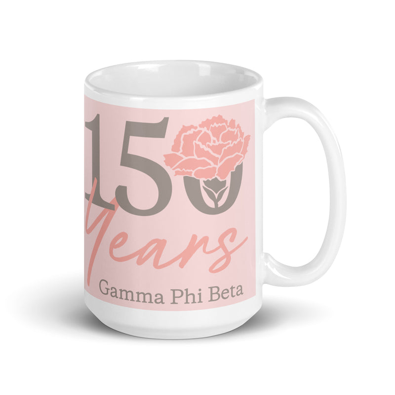 G Phi Light Pink 150th Anniversary Mug in 15 oz size 