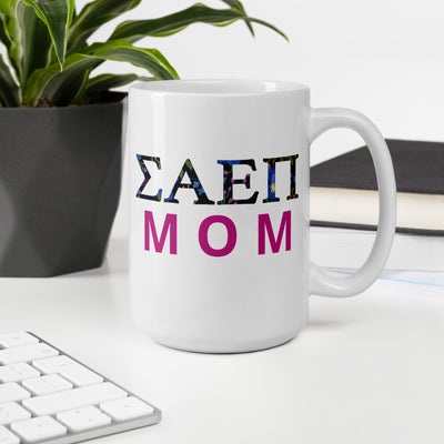 SAEPi Mothers Day Double Sided 15 oz Mug in office environment