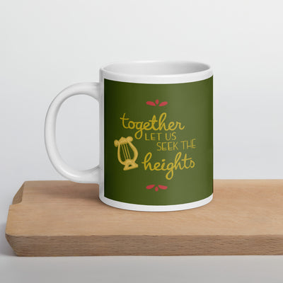 Alpha Chi Omega Sorority Motto Mug in 20 oz size in Olive green on shelf