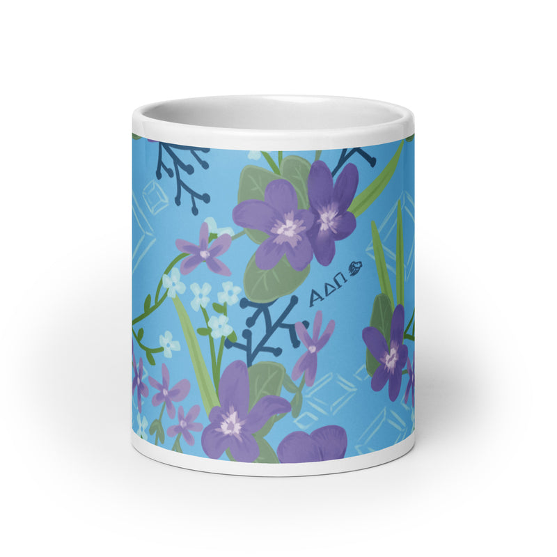 Alpha Delta Pi Woodland Violet Floral Mug in extra large 20 oz size