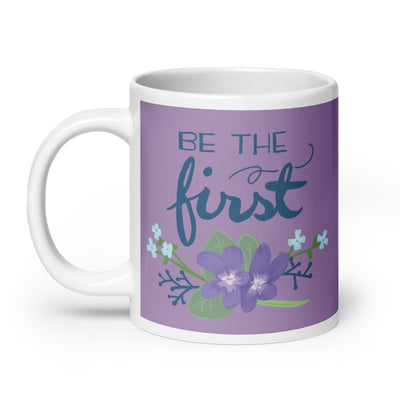 Alpha Delta Pi Be the First Motto Purple Mug in 20 oz size with handle on left