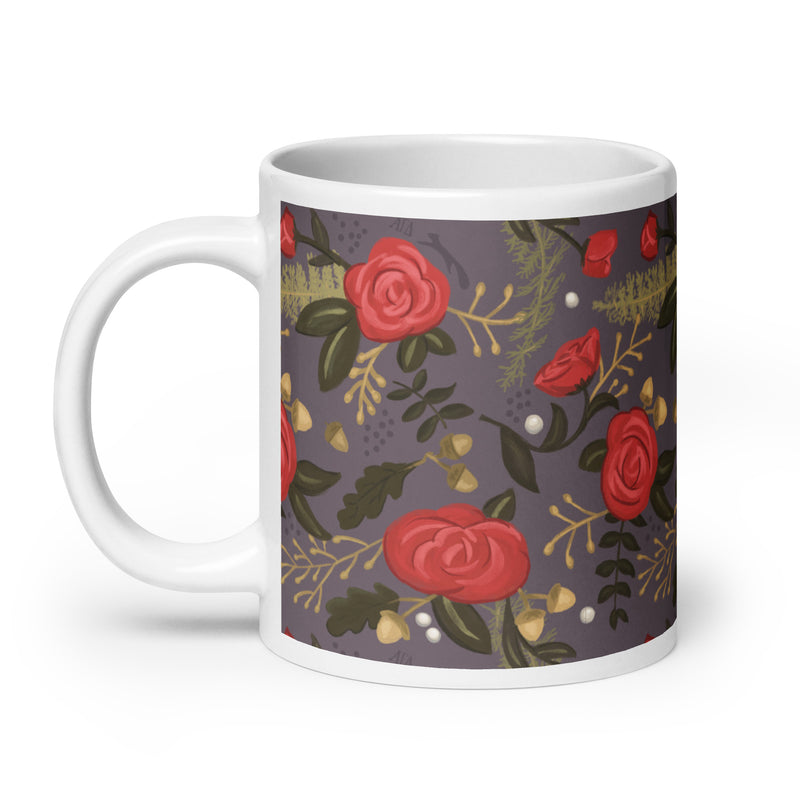 Alpha Gamma Delta Red Rose Floral Print Mug in large 20 oz size