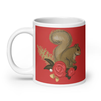 Alpha Gamma Delta Squirrel Red Glossy Mug in 20 oz size with handle on left