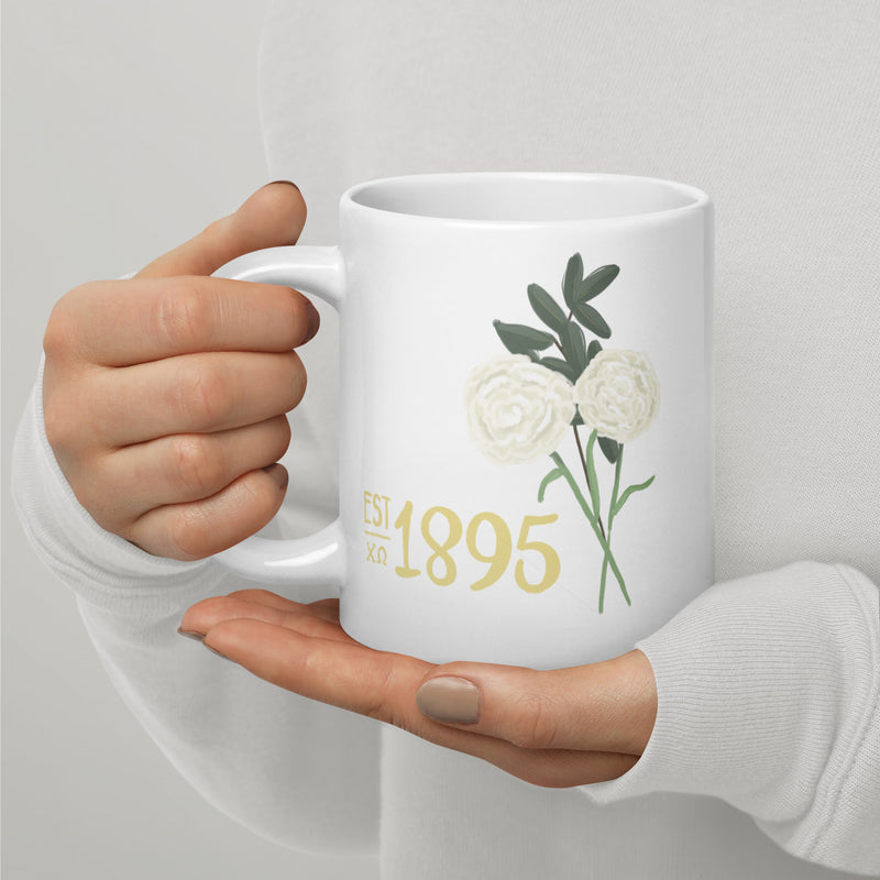 Chi Omega Double-Sided Mothers Day Mug showing 1895 design