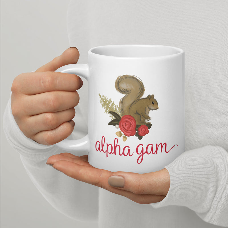 Alpha Gam Mom 20 oz Mug showing mascot design