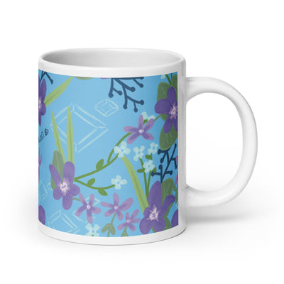Alpha Delta Pi Woodland Violet Floral Mug in 20 oz size