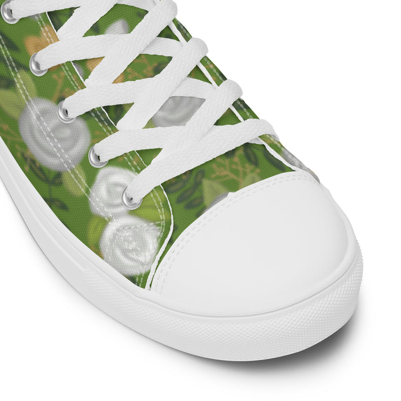 Kappa Delta Rose Floral Print Green Canvas High Tops showing shoe detail