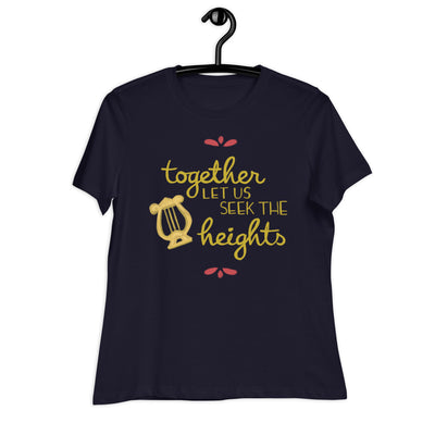 Alpha Chi Omega Heights Relaxed T-Shirt in Navy Blue on hanger