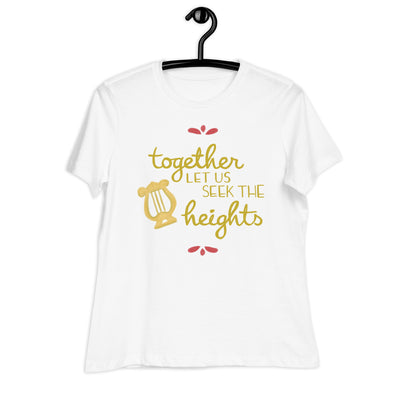 Alpha Chi Omega Heights Relaxed T-Shirt in white on hanger