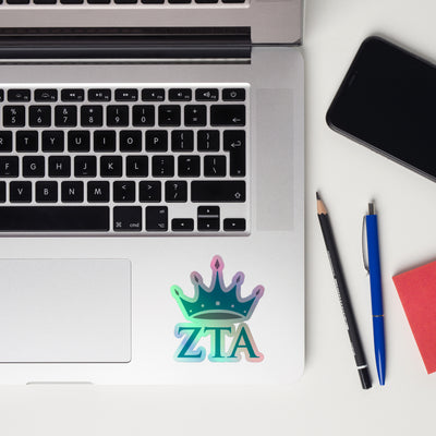 ZTA Crown and Letters Holographic Sticker on laptop keyboard