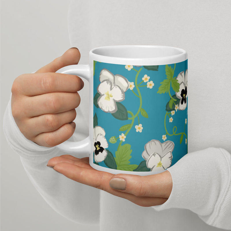 Zeta Tau Alpha Violet Floral Print Sorority Mug in Turquoise shown in 20 oz size in model&