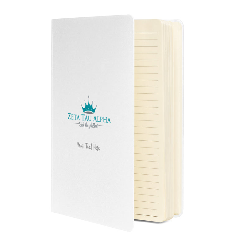 ZTA Logo and Motto Journal shown in white in full size view showing lined pages