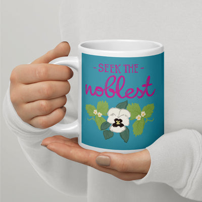 Zeta Tau Alpha Seek the Noblest Motto Mug in Turquoise in 20 oz size