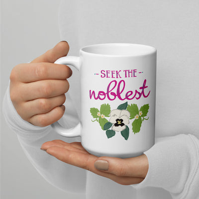 Zeta Tau Alpha Mom 15 oz Mug showing motto design in model's hands