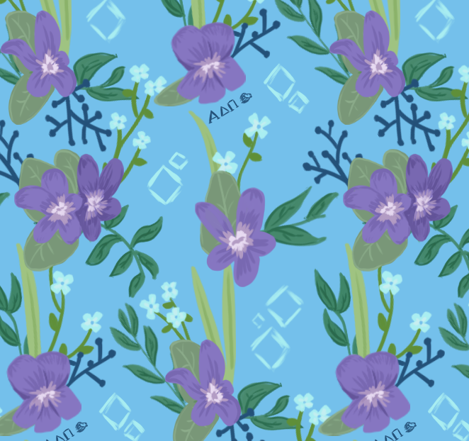 Alpha Delta Pi Violet Floral Print in Light Blue