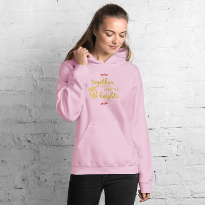 Alpha Chi Together Let Us Seek The Heights Hoodie in Light Pink