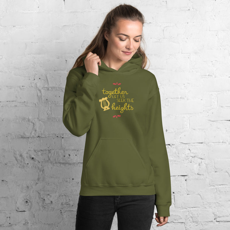 Alpha Chi Together Let Us Seek The Heights Hoodie in Military  Green