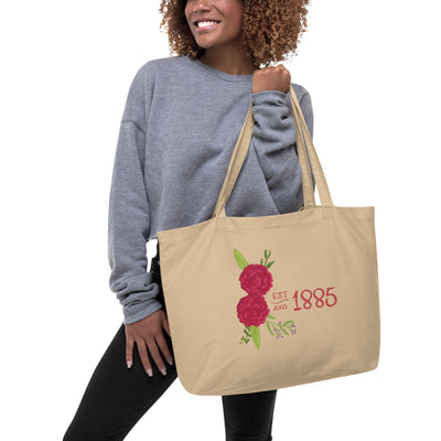 Alpha Chi Omega 1885 Large Organic Cotton Tote Bag in natural oyster color