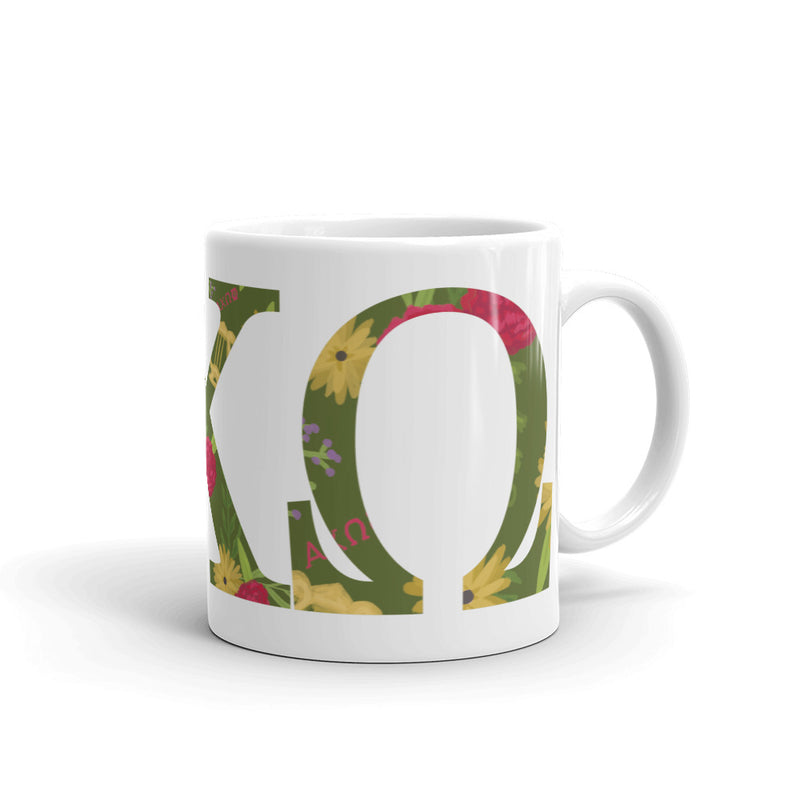 Alpha Chi Omega Greek Letters White Glossy Mug with handle on right