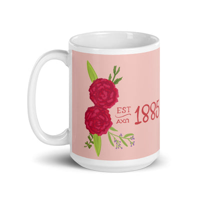 Alpha Chi Omega 1885 Pink Glossy Mug in 15 oz size