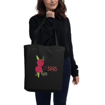 Alpha Chi Omega 1885 Founding Date Eco Tote Bag in black
