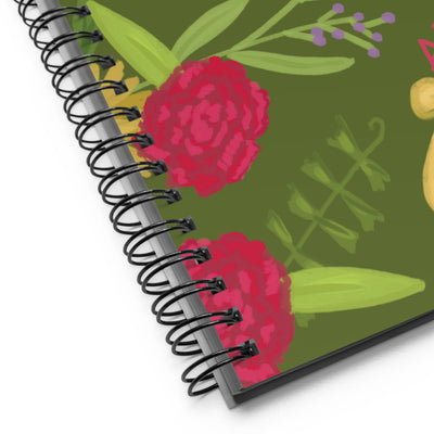 Alpha Chi Omega Red Carnation Print Spiral Notebook shown n detail