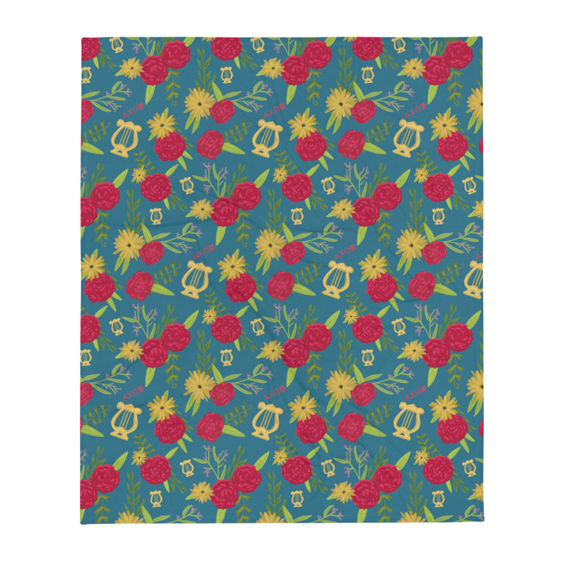 Full-sized view of Alpha Chi Omega Throw blanket in teal.  