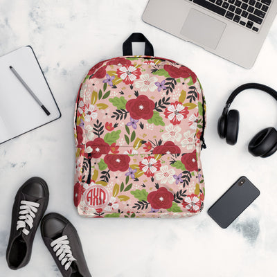 Alpha Chi Omega Modern Floral Hera Pink Backpack