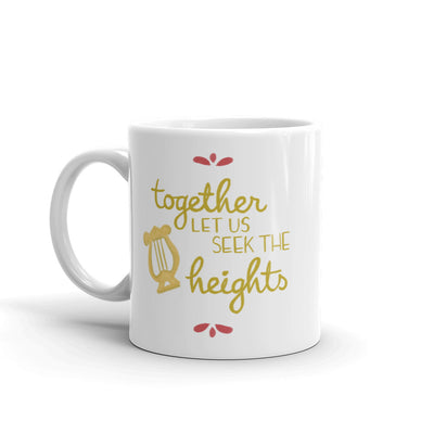 Alpha Chi Omega Together Let Us Seek the Heights White Mug shown with handle on left