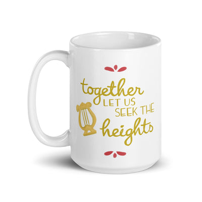 Alpha Chi Omega Together Let Us Seek the Heights White Mug shown in 15 oz size with handle on left