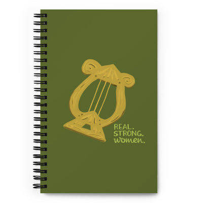 Alpha Chi Omega Real Strong Women Spiral Notebook showing hand-drawn design