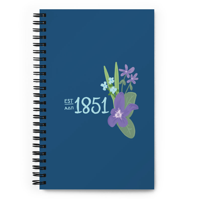 Alpha Delta Pi 1851 Founding Year Spiral Notebook in full view